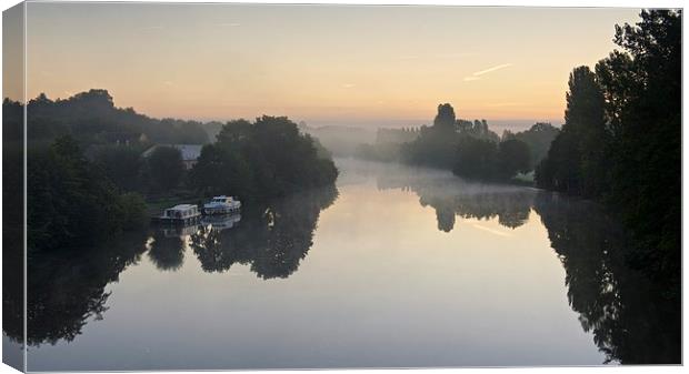 Sunrise on the River Sarthe Canvas Print by Stephen Taylor