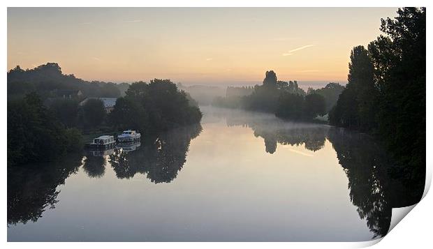 Sunrise on the River Sarthe Print by Stephen Taylor