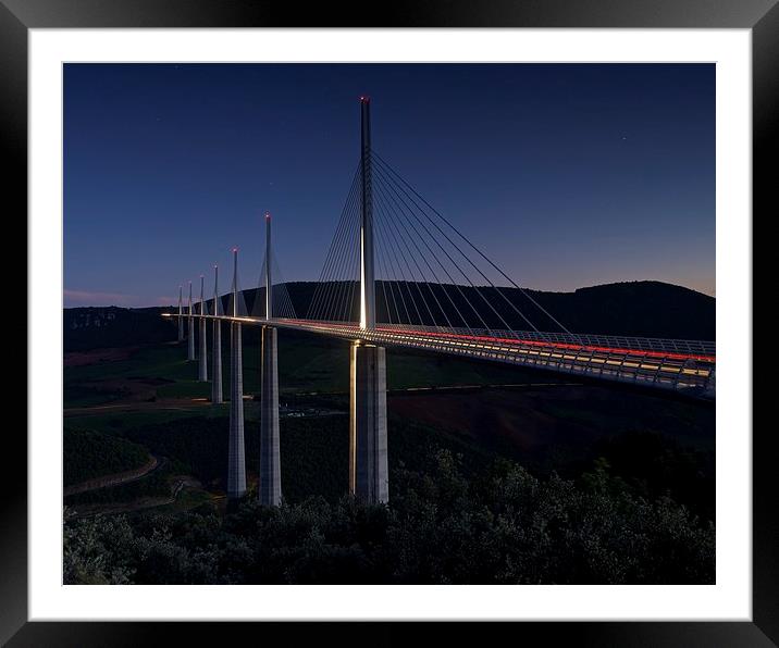  Millau Viaduct at night Framed Mounted Print by Stephen Taylor