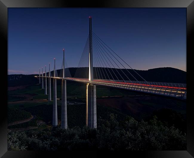  Millau Viaduct at night Framed Print by Stephen Taylor