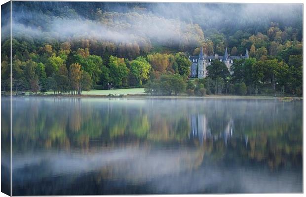  Autumn mist at Loch Achray Canvas Print by Stephen Taylor