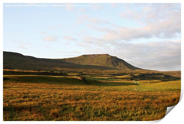 Ingleborough in Early Morning Sunlight Print by Paul Williams