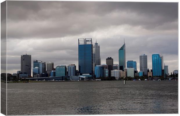  Perth over Swan river Canvas Print by Leslie Dwight