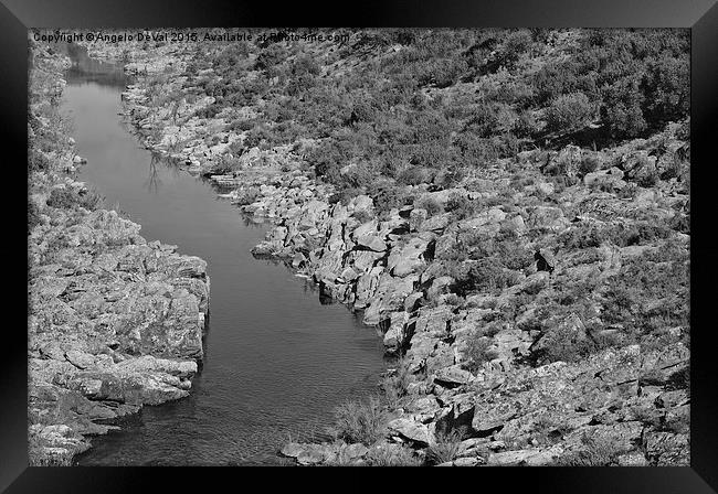 River on the Rocks. BW version  Framed Print by Angelo DeVal