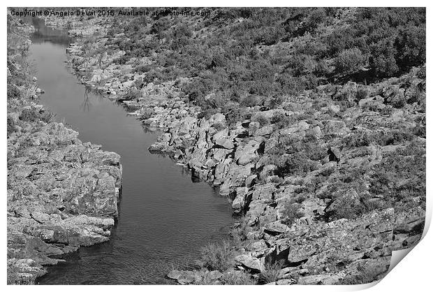 River on the Rocks. BW version  Print by Angelo DeVal