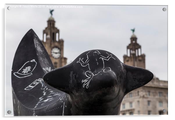 Mini lambanana in front of the Liver Building Acrylic by Jason Wells
