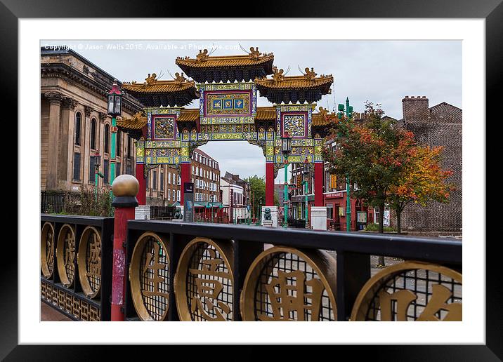 Railings in front of Liverpool's Chinatown Framed Mounted Print by Jason Wells