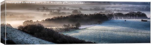 Winchester hill frosty spring morning panoramic Canvas Print by Simon Bratt LRPS