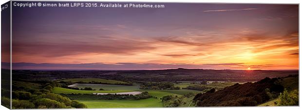 Panoramic sunset over England Canvas Print by Simon Bratt LRPS