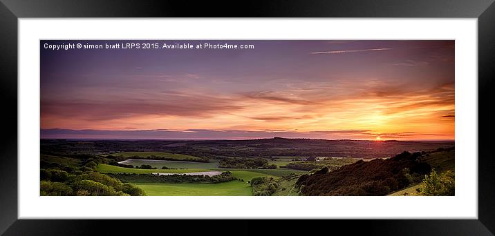 Panoramic sunset over England Framed Mounted Print by Simon Bratt LRPS