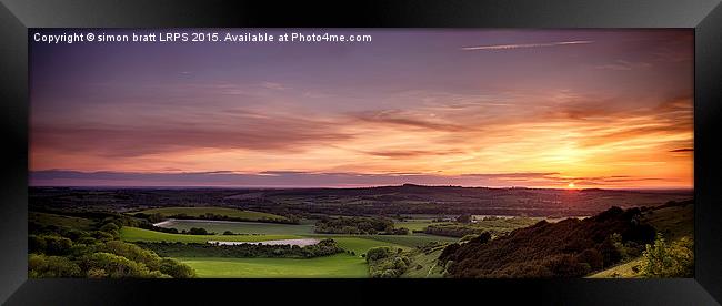 Panoramic sunset over England Framed Print by Simon Bratt LRPS