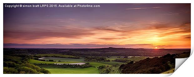 Panoramic sunset over England Print by Simon Bratt LRPS