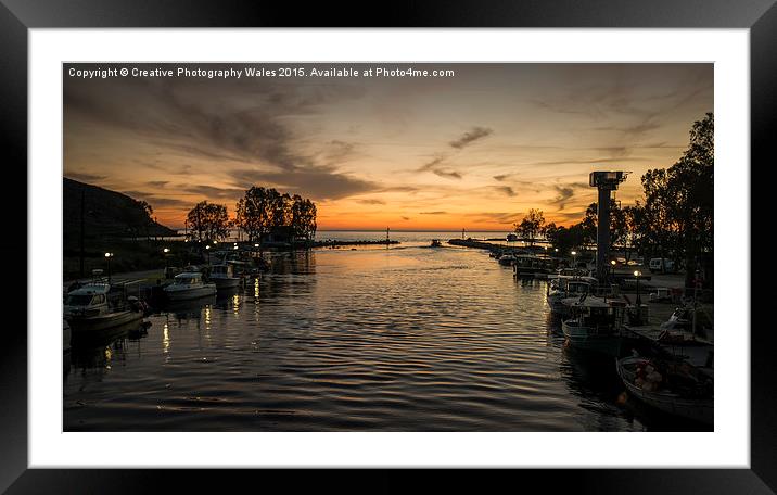 Georgopouli Harbour Sunrise, Crete, Greece Framed Mounted Print by Creative Photography Wales