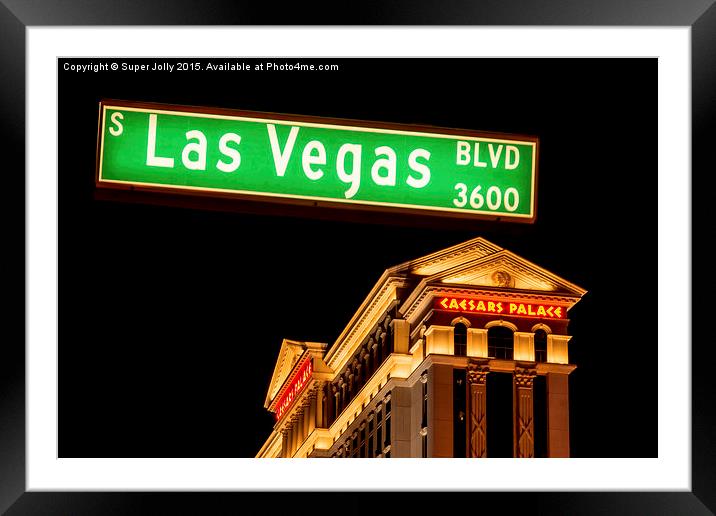 Caesars Palace Hotel, Las Vegas Framed Mounted Print by Super Jolly