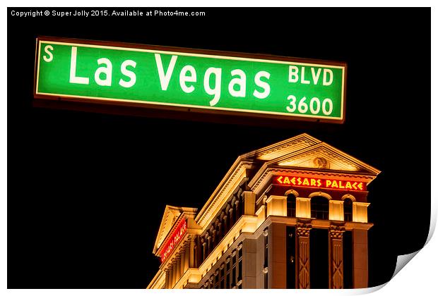 Caesars Palace Hotel, Las Vegas Print by Super Jolly