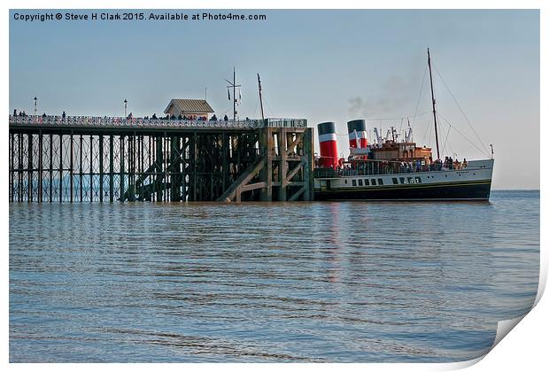  PS Waverley at Penarth Pier Print by Steve H Clark
