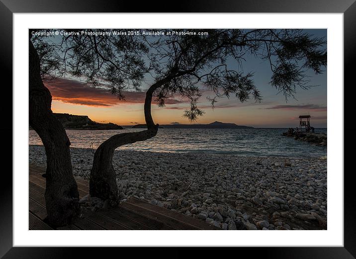 Souda Bay Sunset, Crete, Greece Framed Mounted Print by Creative Photography Wales