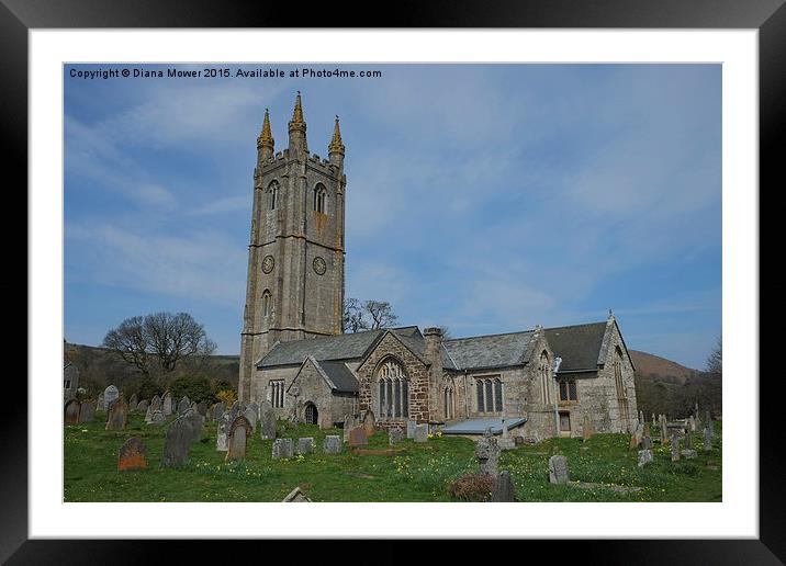 Widecombe in the Moor Church Framed Mounted Print by Diana Mower