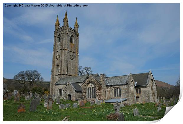  Widecombe in the Moor Church Print by Diana Mower