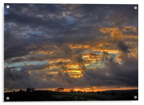 Devon Sunset Acrylic by Mike Gorton