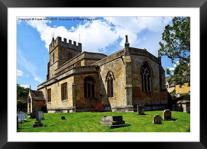 St Lawrence's church, Bourton-on-the- Hill, Cotswo Framed Mounted Print by Frank Irwin