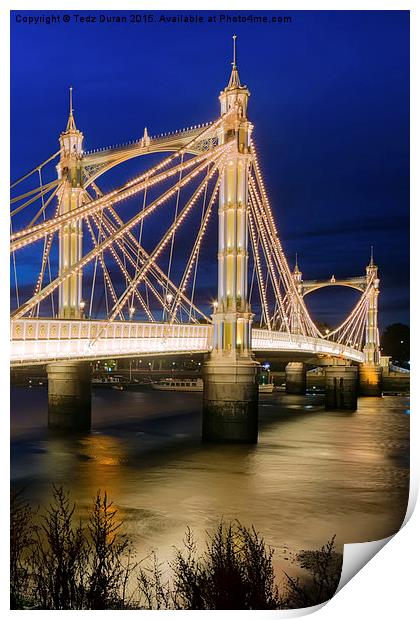  Albert Bridge London Print by Tedz Duran