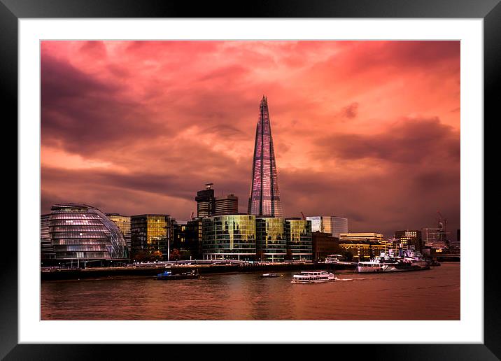   THE SHARD AT SUNSET Framed Mounted Print by DAVID SAUNDERS