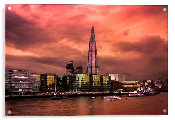   THE SHARD AT SUNSET Acrylic by DAVID SAUNDERS
