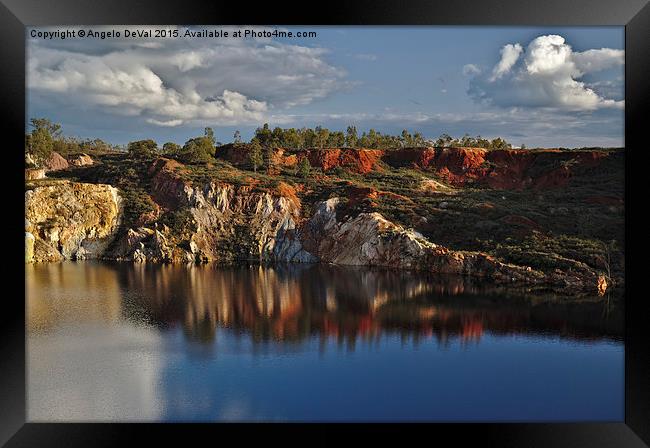 Reflections on the water pit. Mine of Sao Domingos Framed Print by Angelo DeVal