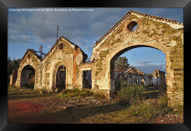 Ruins of the abandoned mine of Sao Domingos. Portu Framed Print by Angelo DeVal