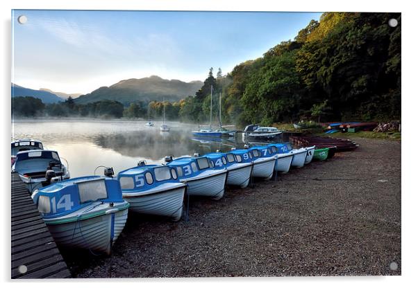Glenridding Boats on Ullswater Acrylic by Gary Kenyon