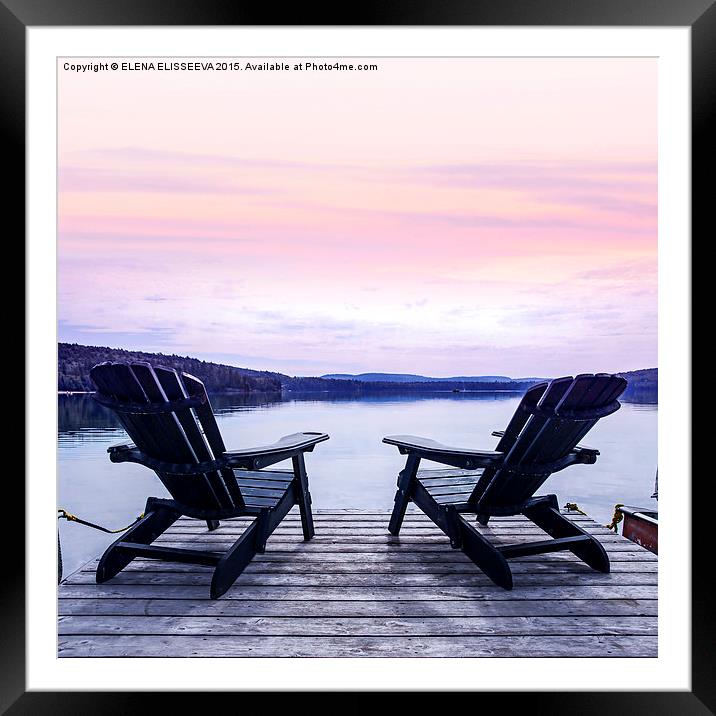 Chairs on lake dock Framed Mounted Print by ELENA ELISSEEVA