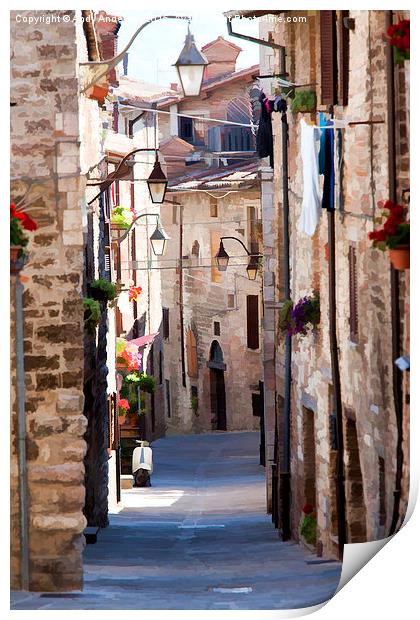  Sleepy Street in Assisi, Italy Print by Andy Anderson