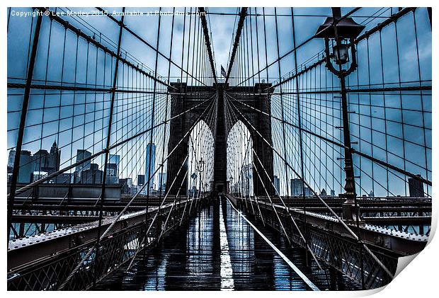  New York Brooklyn Bridge Print by Lee Morley