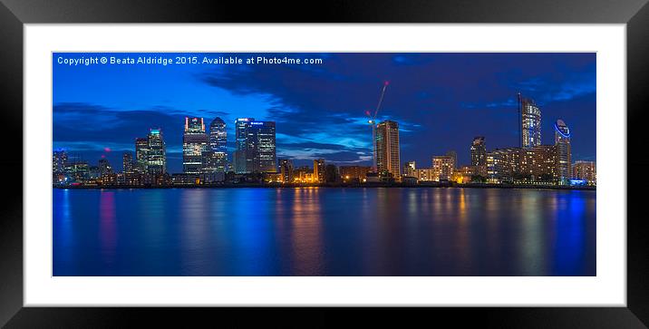 Canary Wharf at night Framed Mounted Print by Beata Aldridge