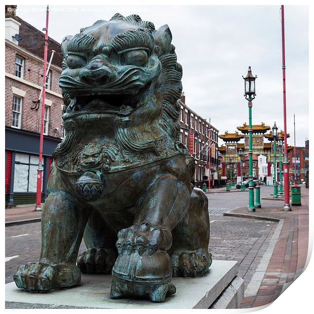 Close-up of a lion statue at Chinatown Print by Jason Wells