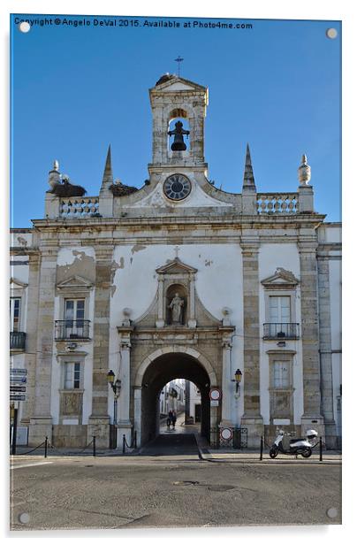 Faro Historic centre Arco da Vila gate. Portugal  Acrylic by Angelo DeVal