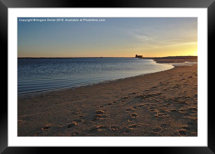 Fuzeta beach sunset scenery. Portugal  Framed Mounted Print by Angelo DeVal