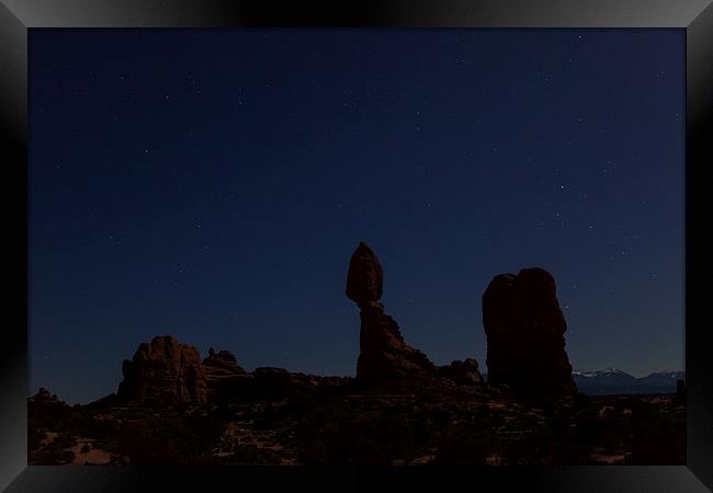 Night at Balanced Rock Framed Print by Thomas Schaeffer