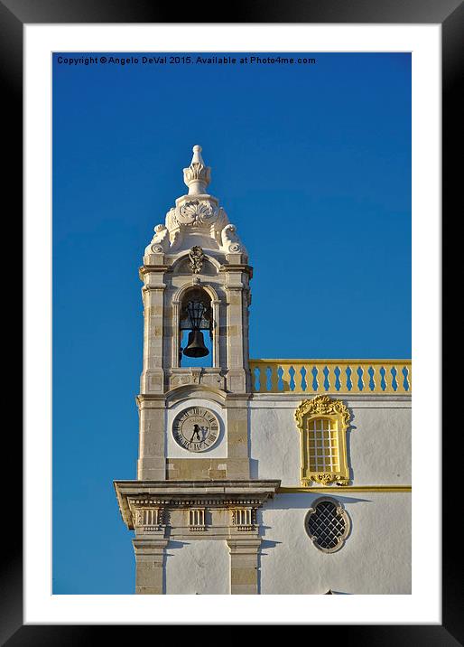 Clock tower of the Church of Carmel in Faro Framed Mounted Print by Angelo DeVal