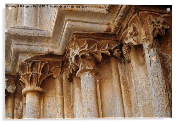Detail of the medieval portal of Saint Marys churc Acrylic by Angelo DeVal