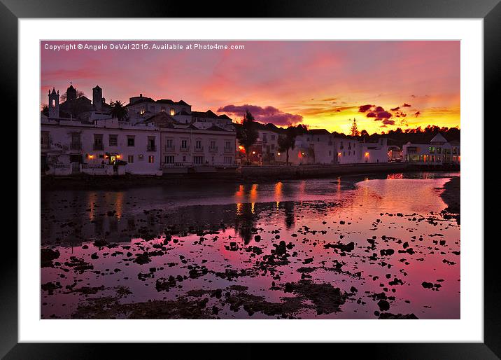 Tavira city after sunset and welcoming twilight  Framed Mounted Print by Angelo DeVal