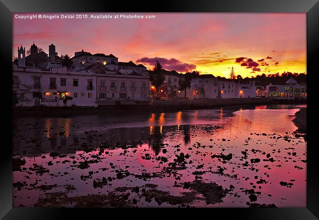 Tavira city after sunset and welcoming twilight  Framed Print by Angelo DeVal