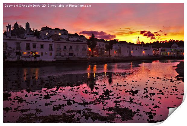 Tavira city after sunset and welcoming twilight  Print by Angelo DeVal