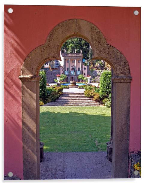  Archway view Portmeirion gardens Acrylic by Reg Dobson
