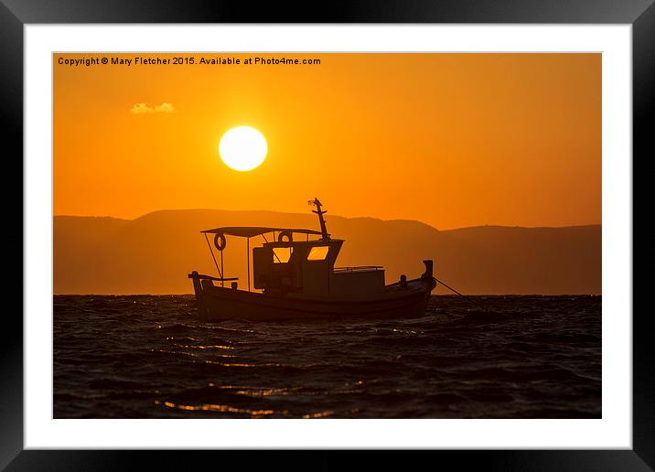  Fishing Boat at Sunset Framed Mounted Print by Mary Fletcher