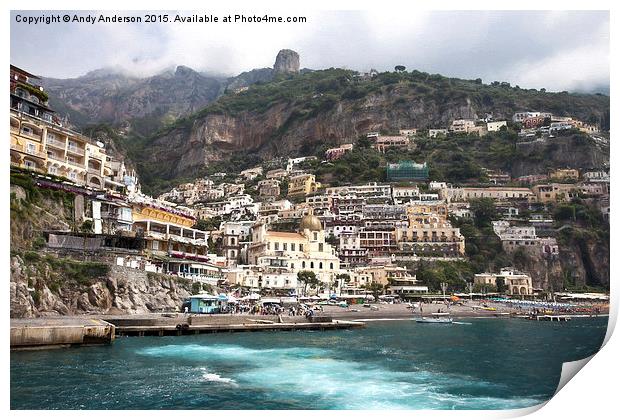  Leaving Positano Italy Print by Andy Anderson