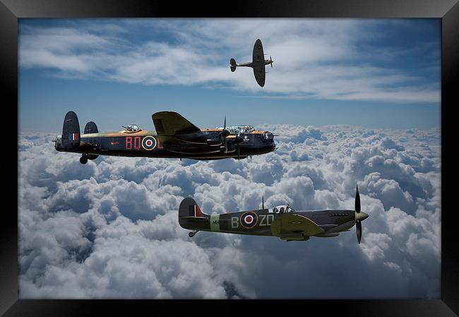  Lancaster with Spitfire escort Framed Print by Oxon Images
