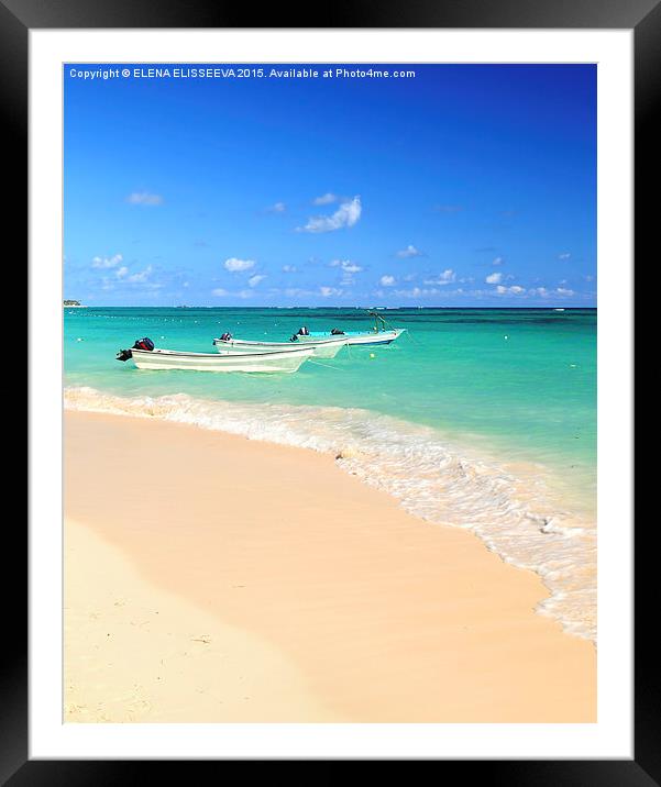 Fishing boats in Caribbean sea Framed Mounted Print by ELENA ELISSEEVA