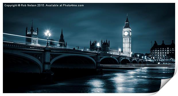 Big Ben from Westminster Bridge Print by Rob Nelson